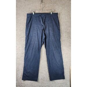 PrAna Sutra Hemp Blend Pants Mens M Blue 36x31 Drawstring Relaxed Travel Casual